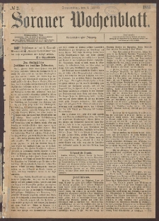 Sorauer Wochenblatt, No. 2. (3. Januar 1884)
