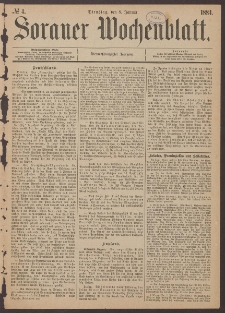 Sorauer Wochenblatt, No. 4. (8. Januar 1884)