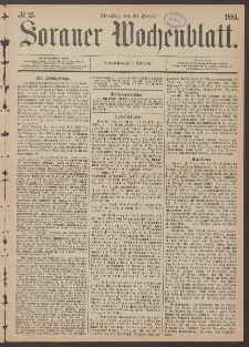 Sorauer Wochenblatt, No. 25. (26. Februar 1884)