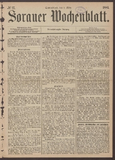 Sorauer Wochenblatt, No. 27. (1. März 1884)