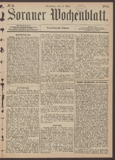 Sorauer Wochenblatt, No. 31. (11. März 1884)