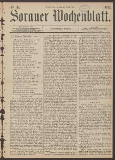 Sorauer Wochenblatt, No. 144. (5. December 1878)
