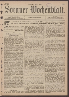 Sorauer Wochenblatt, No. 43. (8. April 1884)