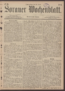 Sorauer Wochenblatt, No. 49. (24. April 1884)