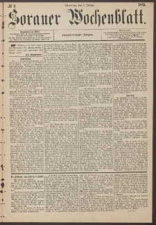Sorauer Wochenblatt, No. 3. (6. Januar 1885)