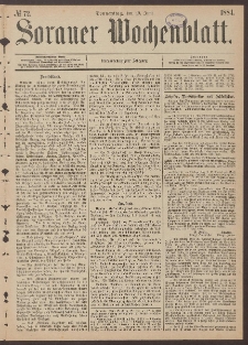 Sorauer Wochenblatt, No. 72. (19. Juni 1884)