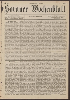 Sorauer Wochenblatt, No. 15. (3. Februar 1885)