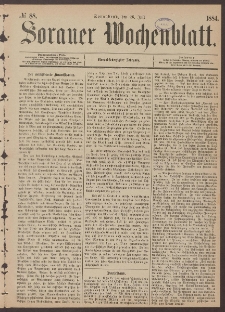 Sorauer Wochenblatt, No. 88. (26. Juli 1884)