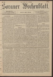 Sorauer Wochenblatt, No. 22. (19. Februar 1885)