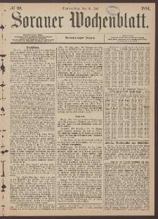 Sorauer Wochenblatt, No. 90. (31. Juli 1884)