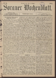 Sorauer Wochenblatt, No. 91. (2. August 1884)