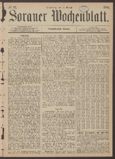 Sorauer Wochenblatt, No. 92. (5. August 1884)