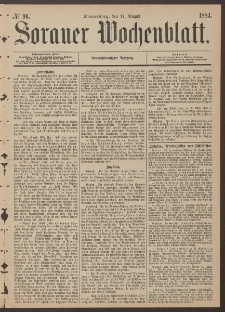 Sorauer Wochenblatt, No. 96. (14. August 1884)