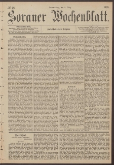 Sorauer Wochenblatt, No. 28. (5. März 1885)