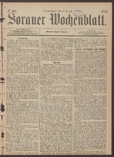 Sorauer Wochenblatt, No. 102. (28. August 1884)