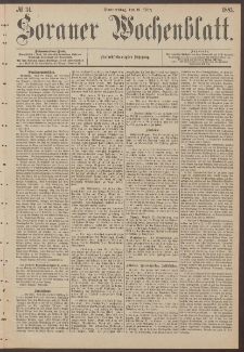 Sorauer Wochenblatt, No. 34. (19. März 1885)