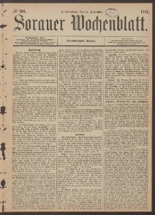 Sorauer Wochenblatt, No. 108. (11. September 1884)
