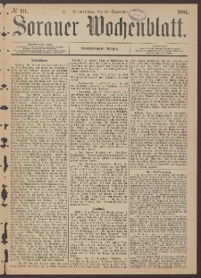 Sorauer Wochenblatt, No. 111. (18. September 1884)
