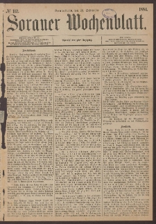 Sorauer Wochenblatt, No. 112. (20. September 1884)