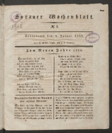 Sorauer Wochenblatt, No. 1. (2. Januar 1836)
