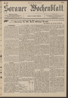 Sorauer Wochenblatt, No. 49. (25. April 1885)