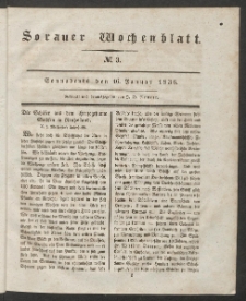 Sorauer Wochenblatt, No. 3. (16. Januar 1836)