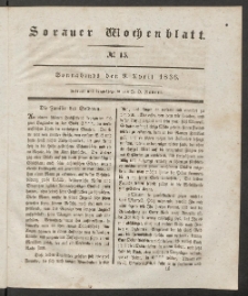 Sorauer Wochenblatt, No. 15. (9. April 1836)