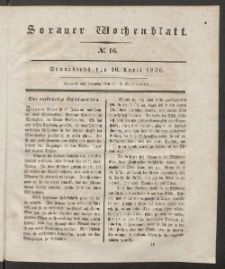 Sorauer Wochenblatt, No. 16. (16. April 1836)