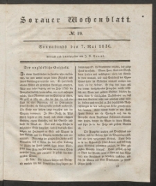 Sorauer Wochenblatt, No. 19. (7. Mai 1836)