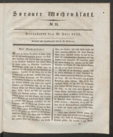 Sorauer Wochenblatt, No. 31. (30. Juli 1836)