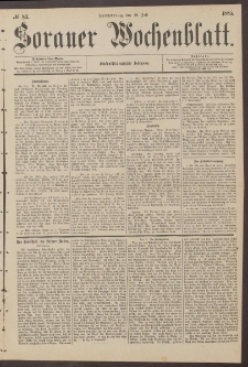 Sorauer Wochenblatt, No. 83. (16. Juli 1885)