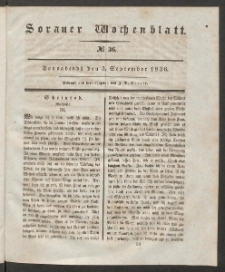 Sorauer Wochenblatt, No. 36. (3. September 1836)