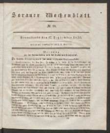 Sorauer Wochenblatt, No. 38. (17. September 1836)