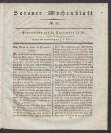 Sorauer Wochenblatt, No. 39. (24. September 1836)