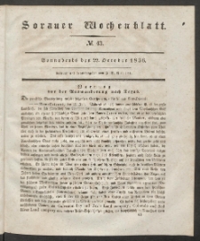 Sorauer Wochenblatt, No. 43. (22. October 1836)