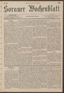 Sorauer Wochenblatt, No. 98. (20. August 1885)
