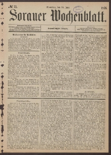 Sorauer Wochenblatt, No. 72. (20. Juni 1876)