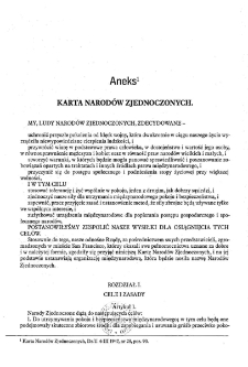 Wsp&oacute;łczesne konflikty zbrojne - Aneks (Karta Narod&oacute;w Zjednoczonych)