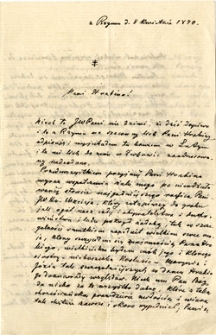 [List ks. J&oacute;zefa Łukaszewicza z Rzymu do hrabiny Mielżyńskiej]