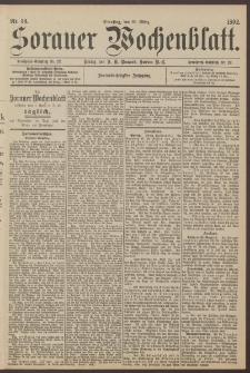 Sorauer Wochenblatt, Nr. 38. (29. März 1892)