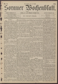 Sorauer Wochenblatt, Nr. 54. (21. April 1892)