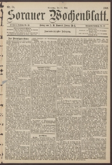 Sorauer Wochenblatt, Nr. 74. (15. Mai 1892)