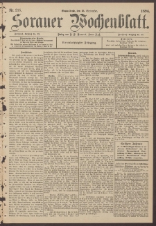 Sorauer Wochenblatt, Nr. 215. (15. September 1894)
