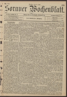 Sorauer Wochenblatt, Nr. 102. (21. Juni 1892)