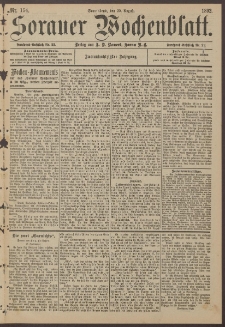 Sorauer Wochenblatt, Nr. 154. (20. August 1892)