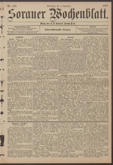 Sorauer Wochenblatt, Nr. 129. (1. November 1887)