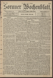Sorauer Wochenblatt, Nr. 160. (27. August 1892)