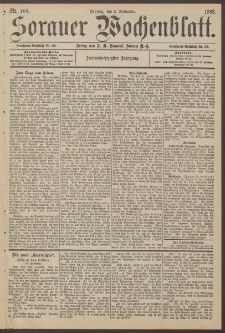 Sorauer Wochenblatt, Nr. 165. (2. September 1892)