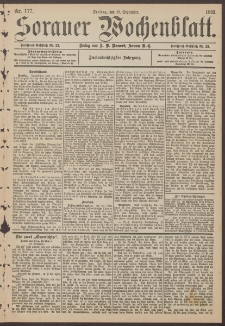 Sorauer Wochenblatt, Nr. 177. (16. September 1892)