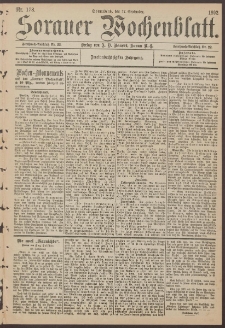 Sorauer Wochenblatt, Nr. 178. (17. September 1892)